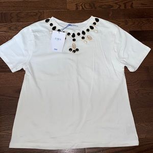 NWT Zara Rhinestone tee